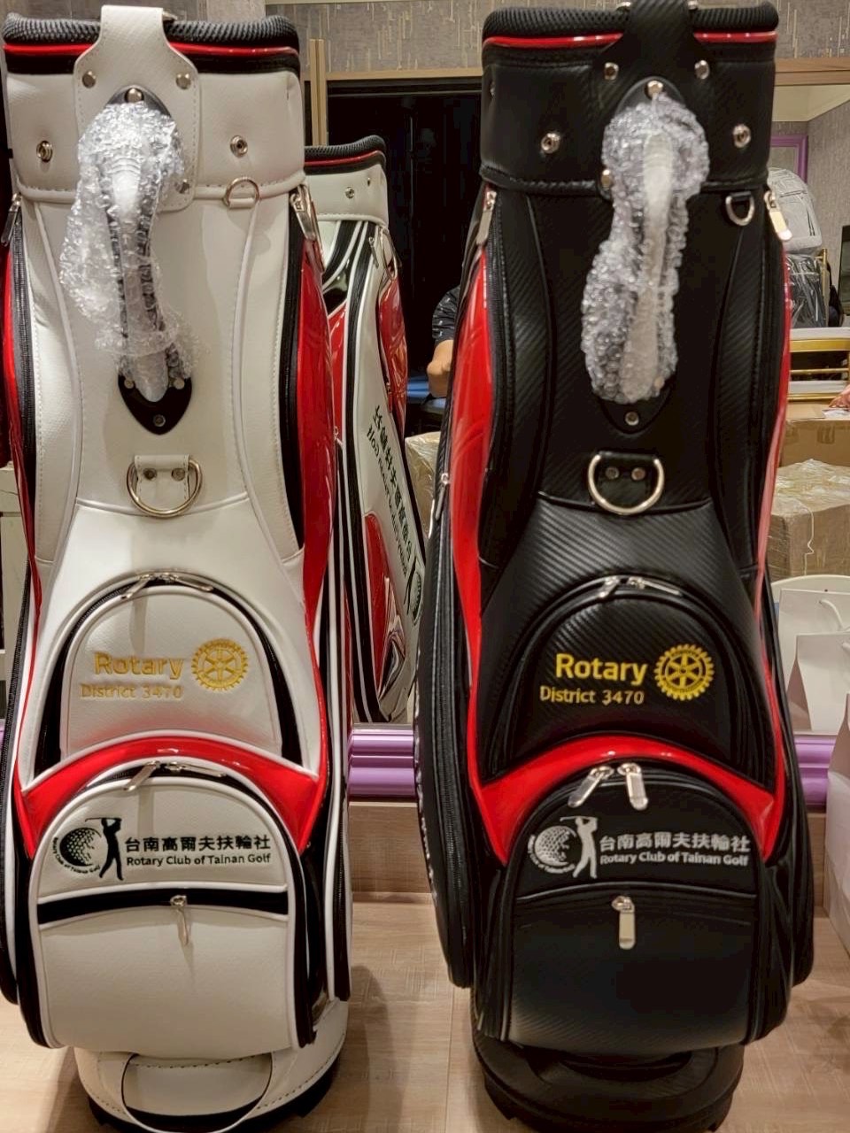 Custom Golf Cart Bag White Black Rotary Sincere Customized 1