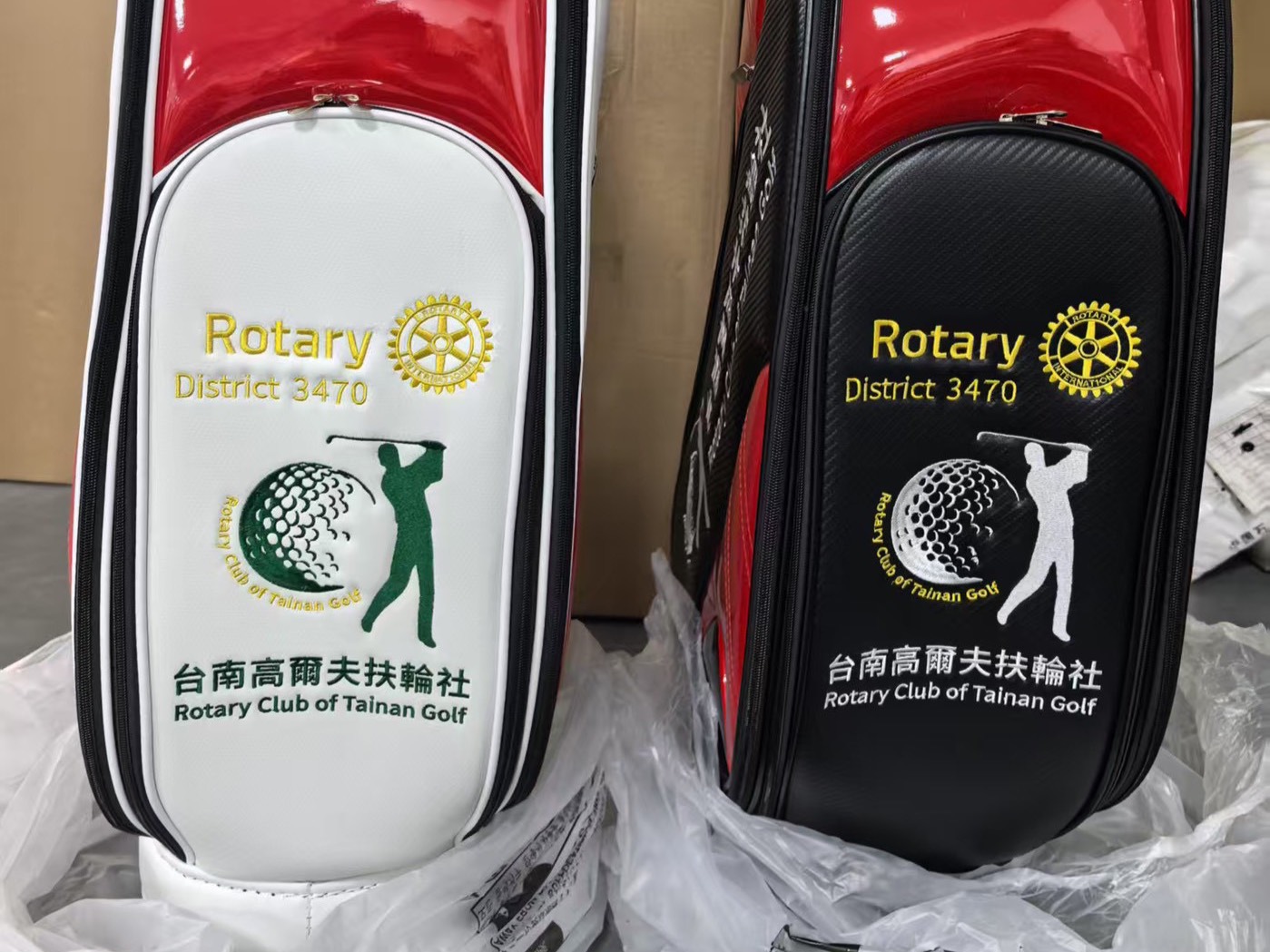 Custom Golf Cart Bag White Black Rotary Sincere Customized 2